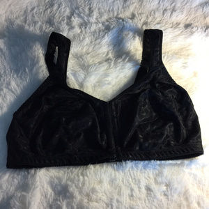 🔒Women's black satin look bra (front-hook)